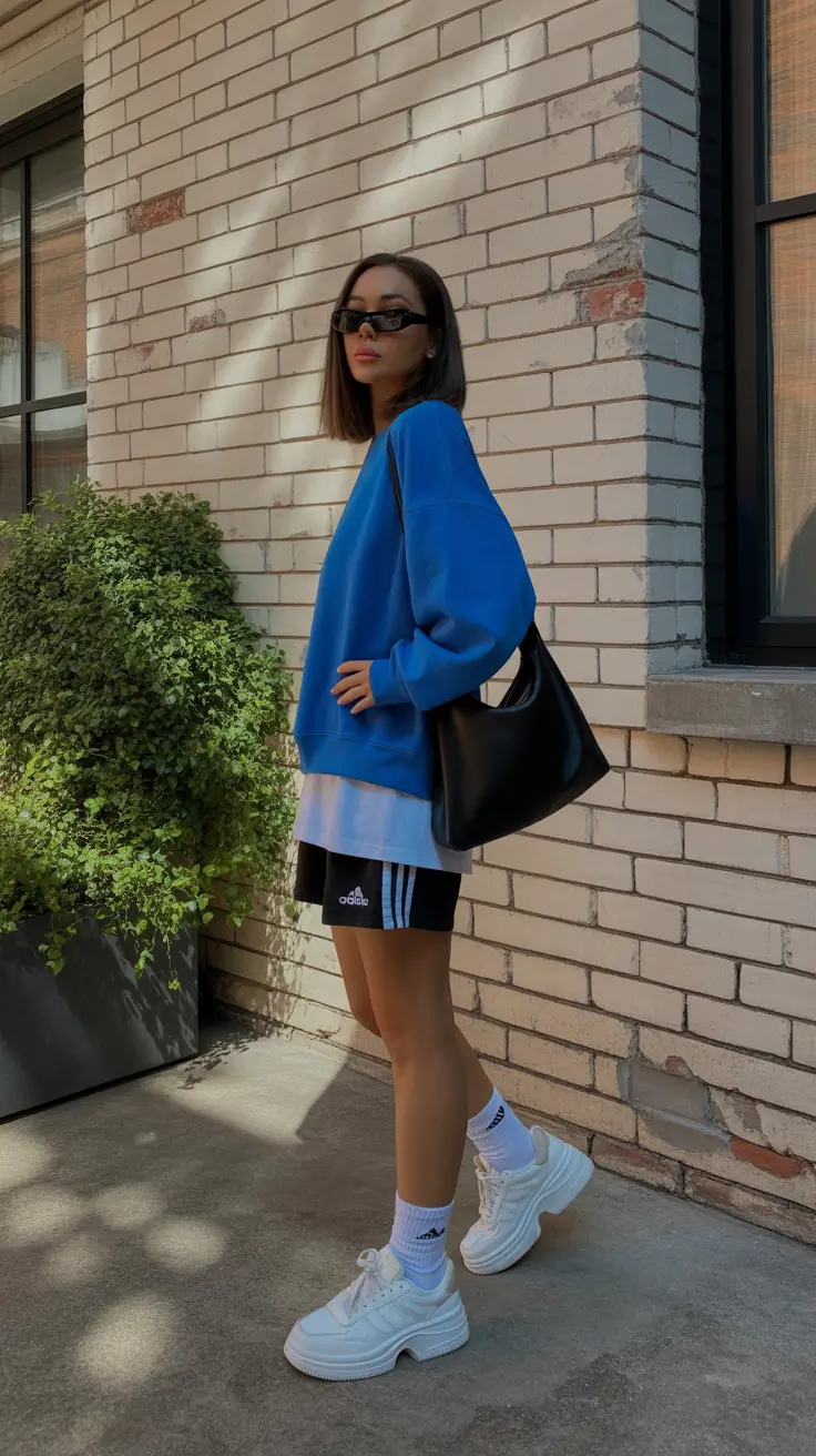 vibrant spring sport outfits for women 2026 Sporty Blue Sweatshirts With Street Level Ease