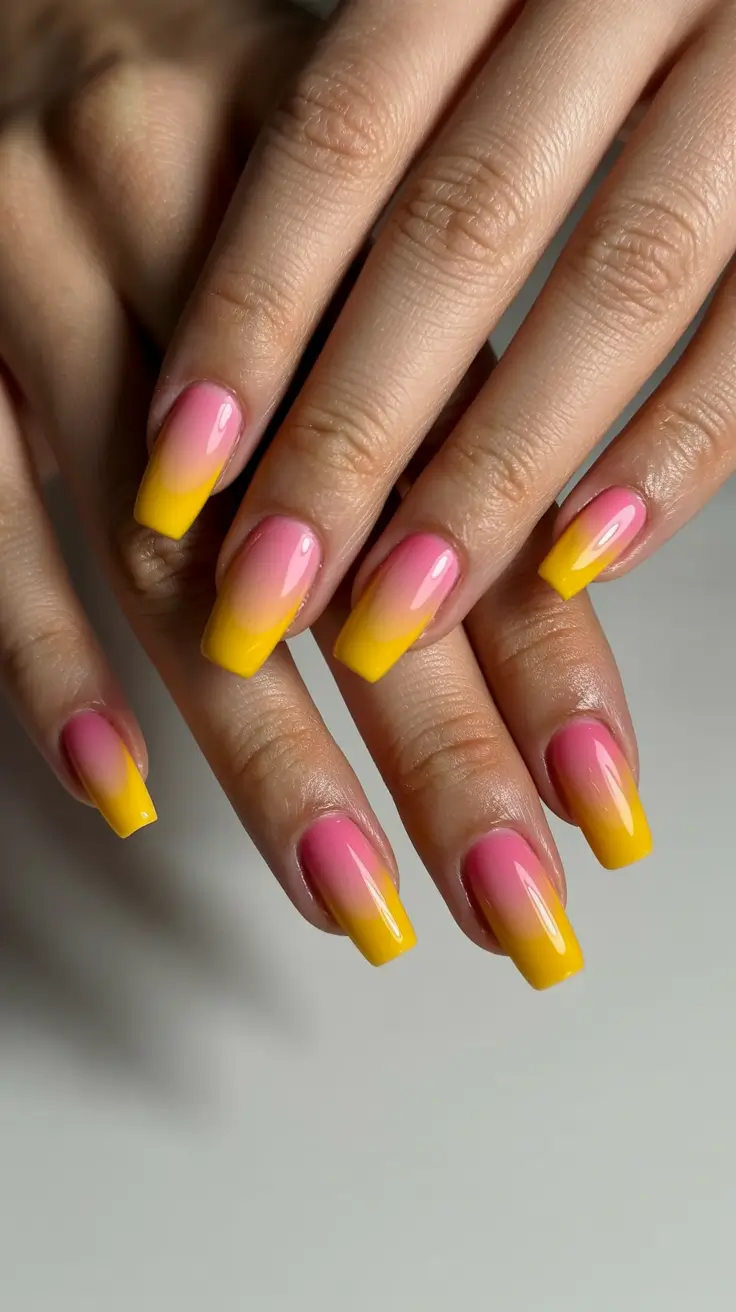 best trendy spring nails 2026 Sunset Sorbet Ombre Tips