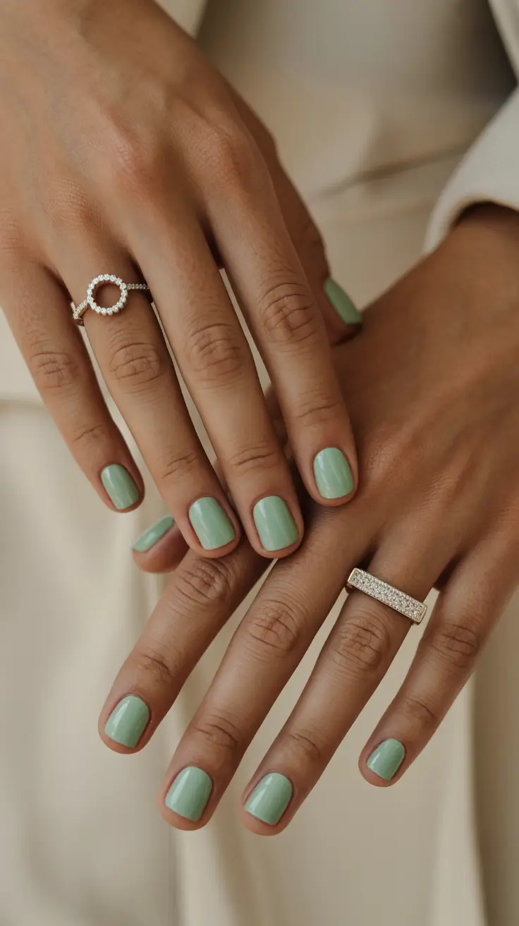 best trendy spring nails 2026 Fresh Mint Minimal Gloss
