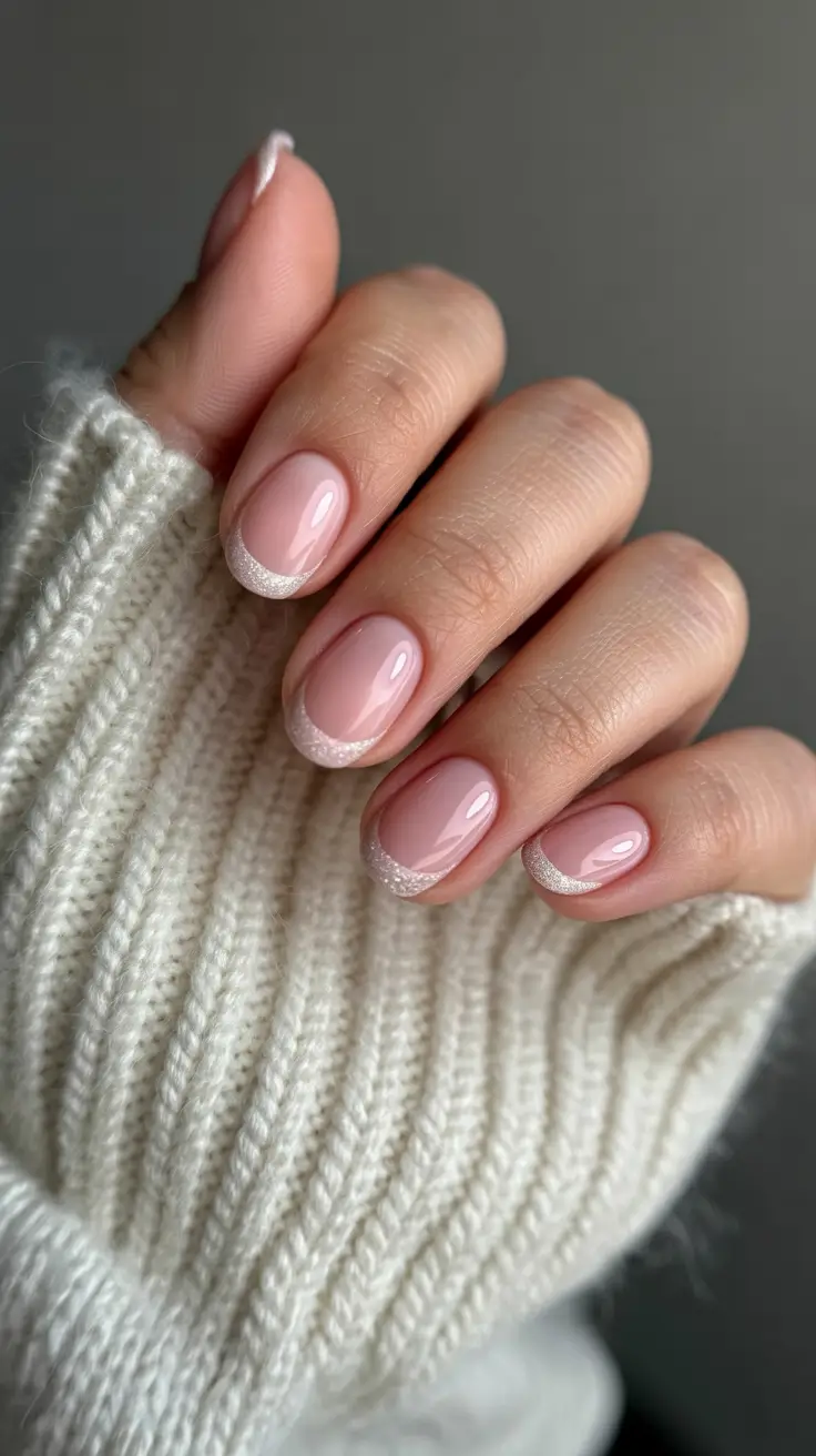 best trendy spring nails 2026 Sheer Blush Glitter French