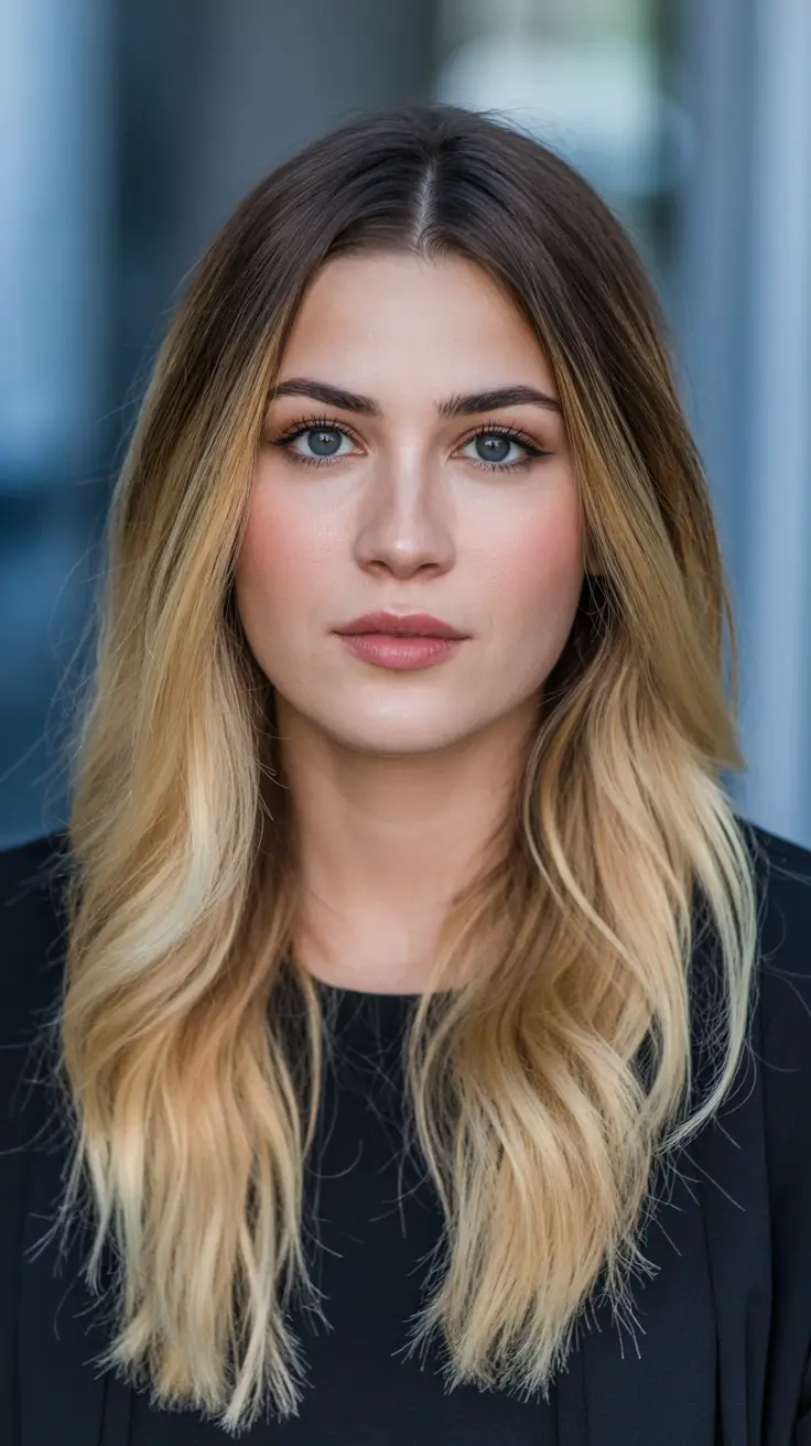 chic spring ombre hair color 2026 Soft Champagne Melt with Root Depth