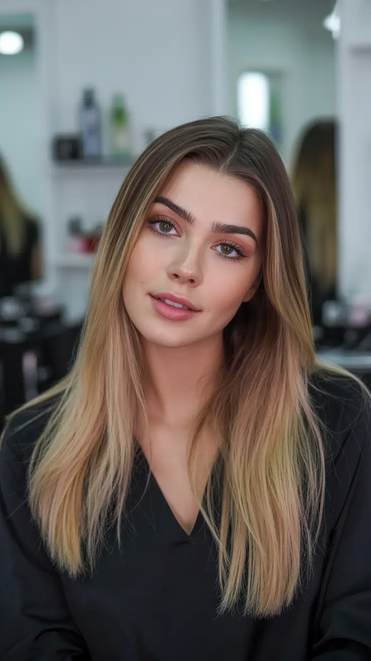 chic spring ombre hair color 2026 Soft Honey Ombre on Straight Layers