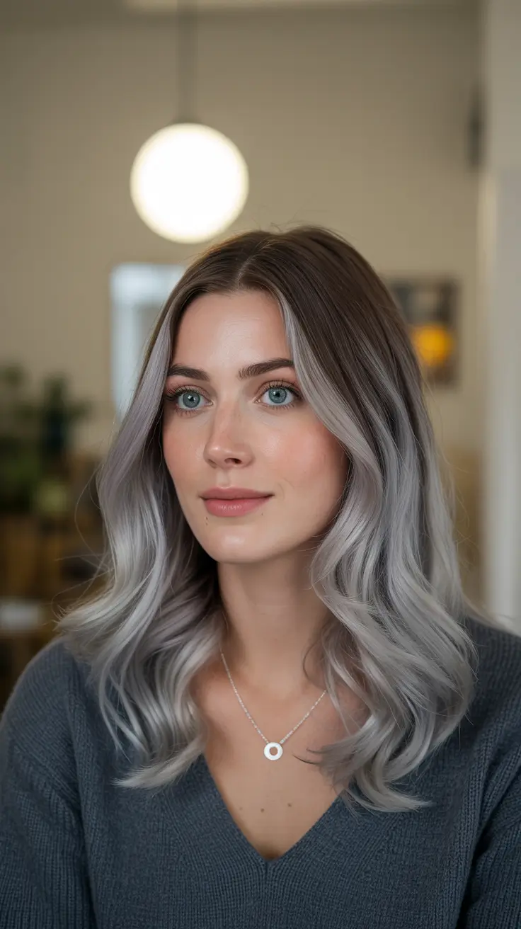 chic spring ombre hair color 2026 Silver Smoke Ombre for a Cool-Girl Spring