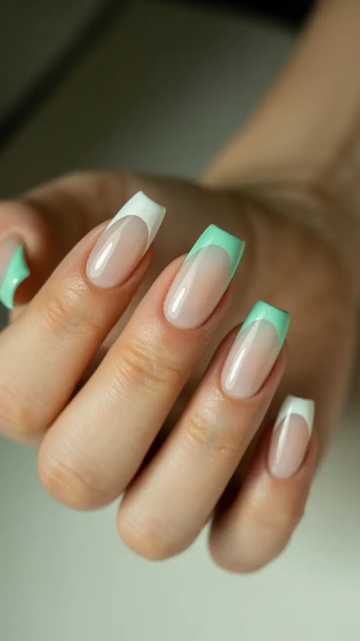 cute bright spring nails 2026 Mint and Vanilla Modern French Revival