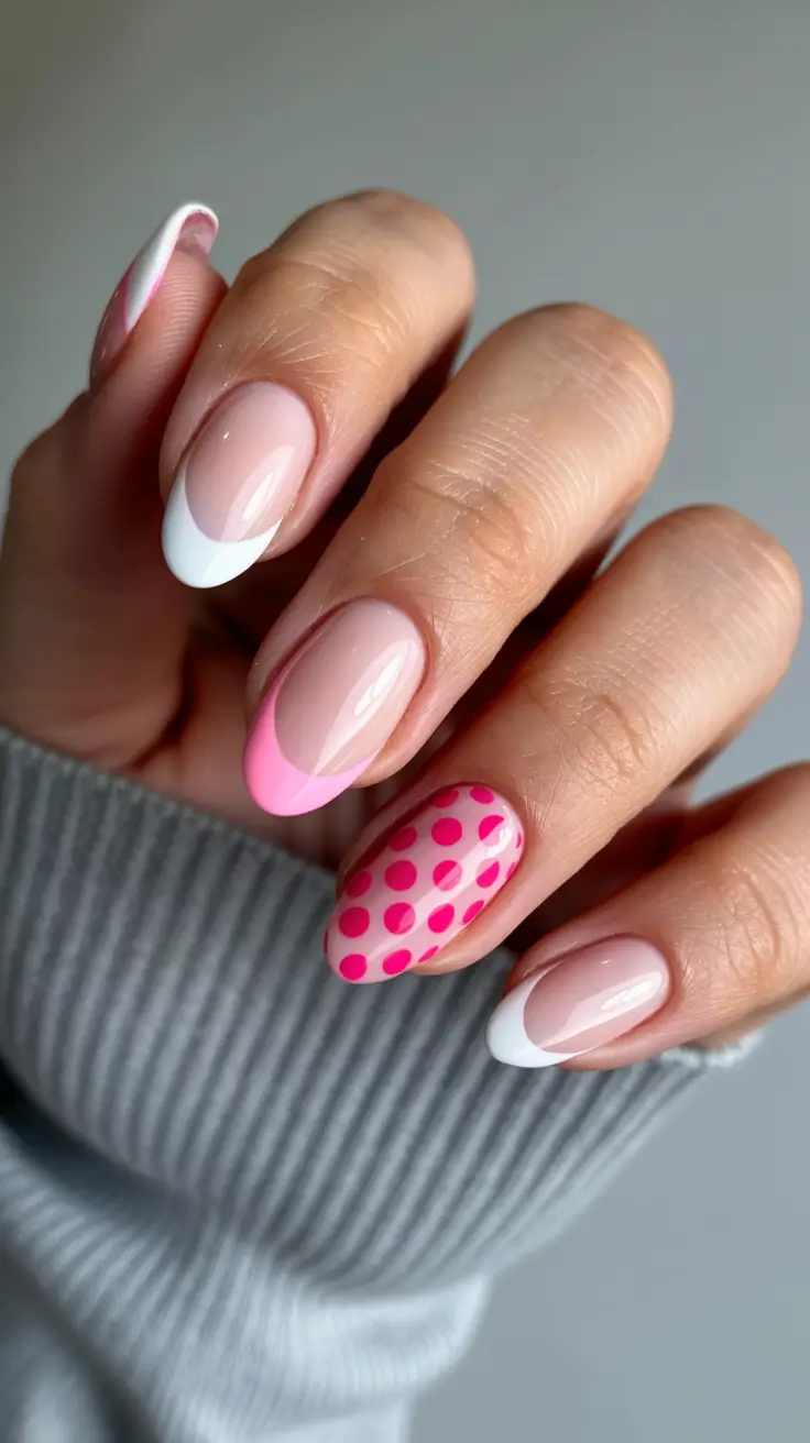 cute fun spring nails 2026 Modern French with Playful Pink Accents
