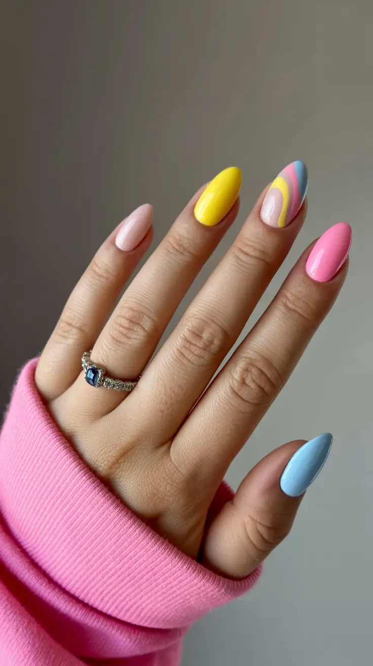 cute spring gel nails 2026 Playful Pastel Swirl Mix and Match Set