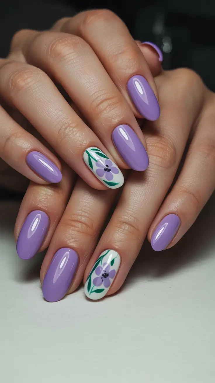 cute spring gel nails 2026 Lavender Blossom Almond Elegance