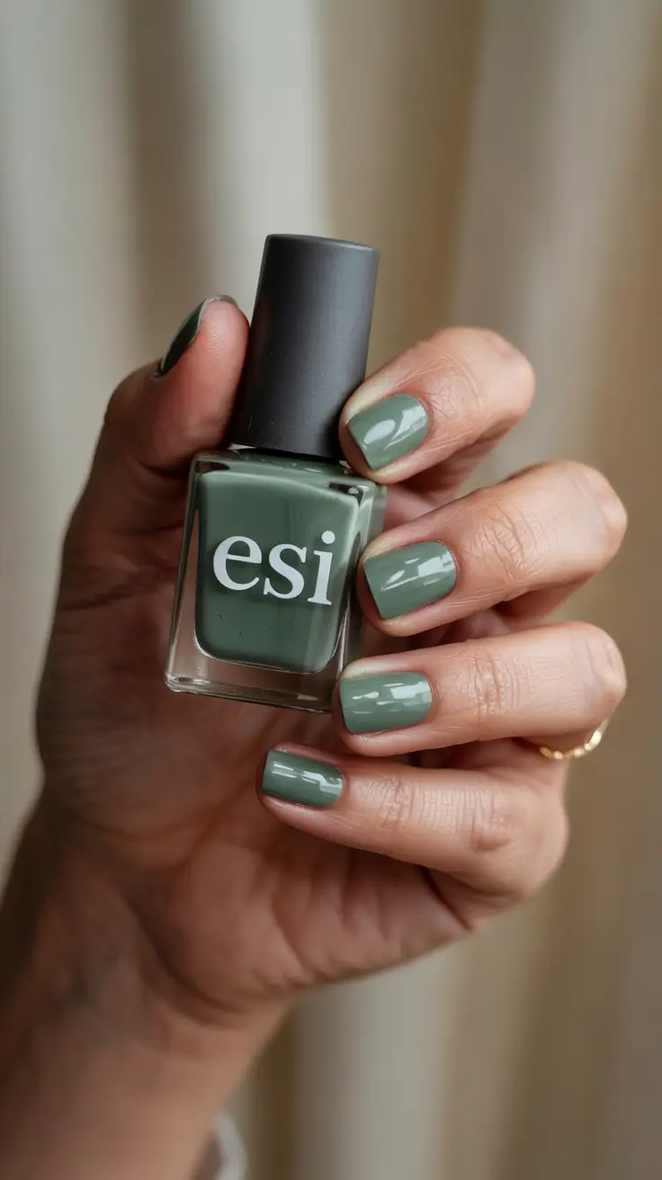 cute spring nail colors 2026 Muted Sage Green - Fresh Air Energy