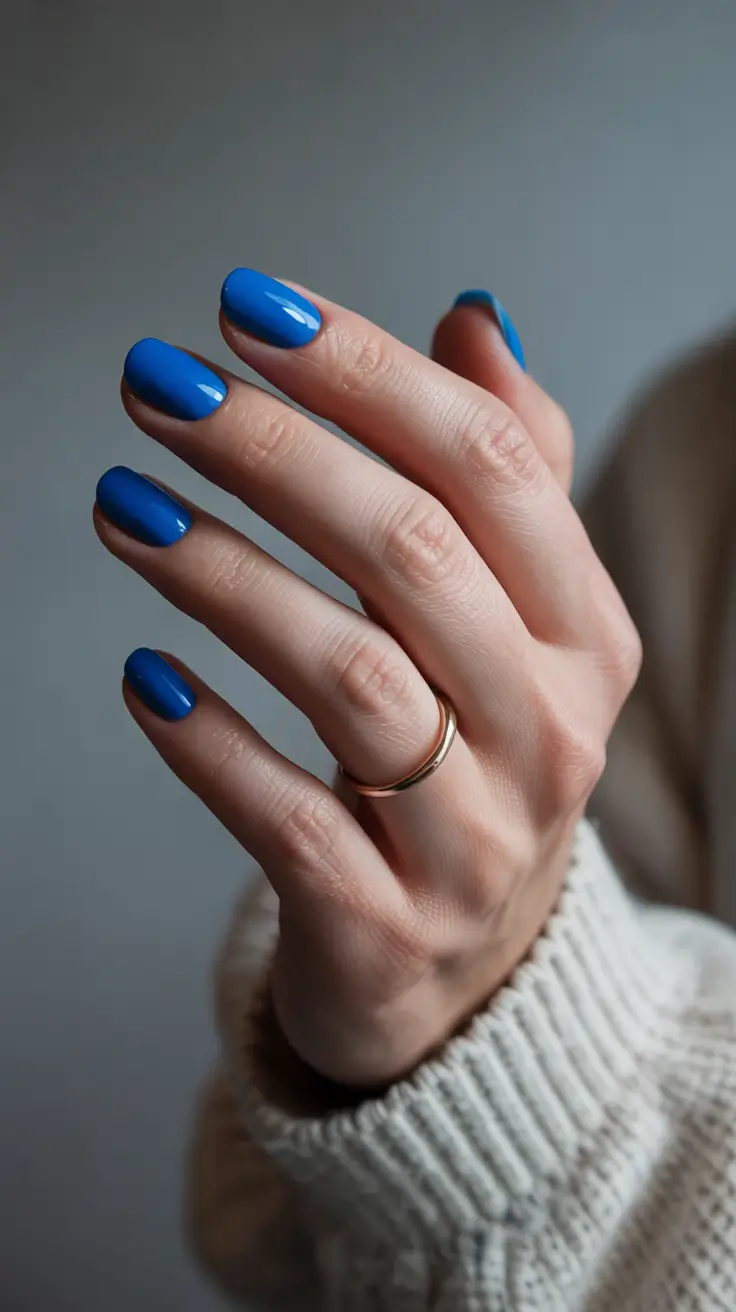 cute spring nail colors 2026 Cobalt Pop - The Unexpected April Statement