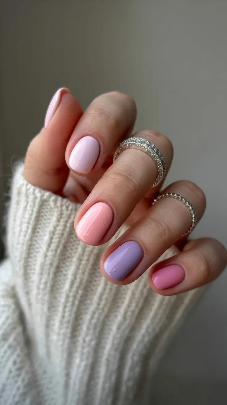 cute spring nail inspo 2026 Soft Pastel Skittle Minimalism for Everyday Spring