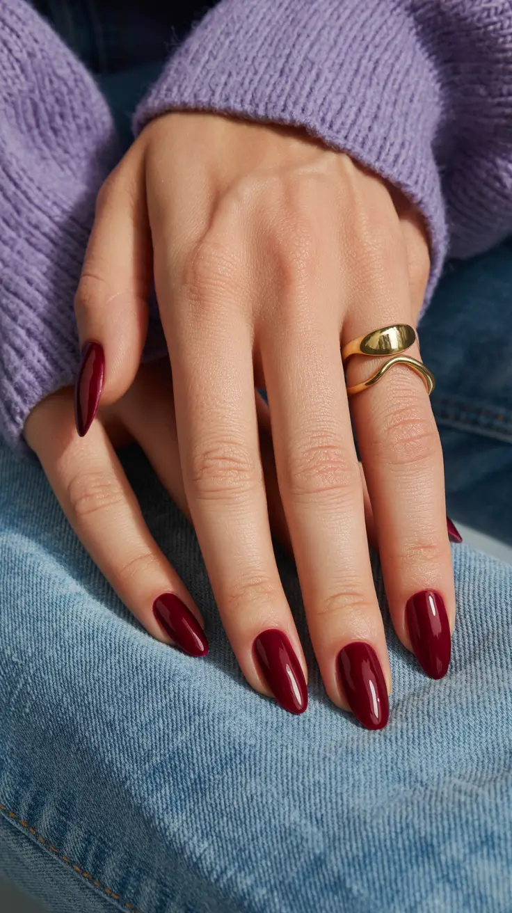 cute spring nail inspo 2026 Glossy Cherry Almond Nails for Timeless Statement Spring