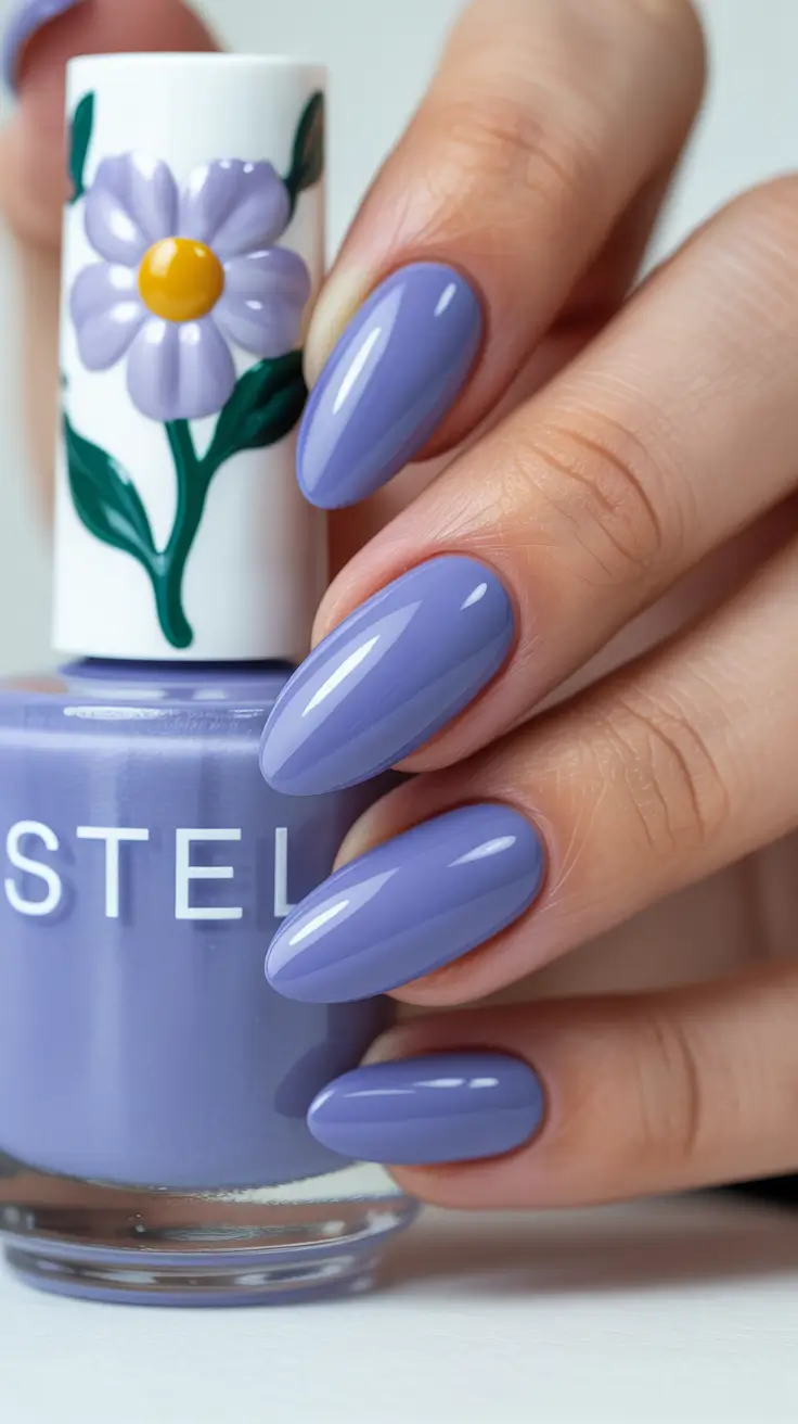 cute spring nails for pale skin 2026 Periwinkle Gloss for Soft Cool-Toned Glow