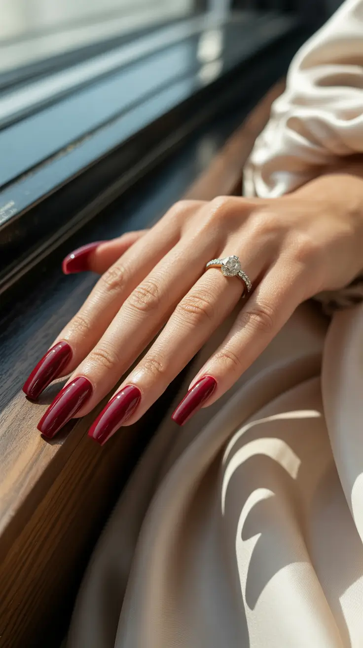cute spring nails for pale skin 2026 Deep Cherry Red for Polished Contrast