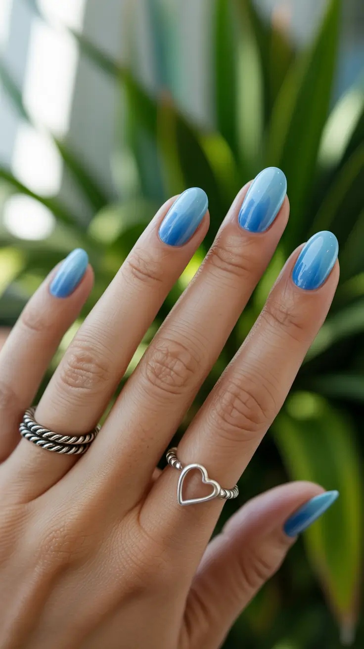 cute spring nails for pale skin 2026 Sky Blue Short Oval for Everyday Freshness