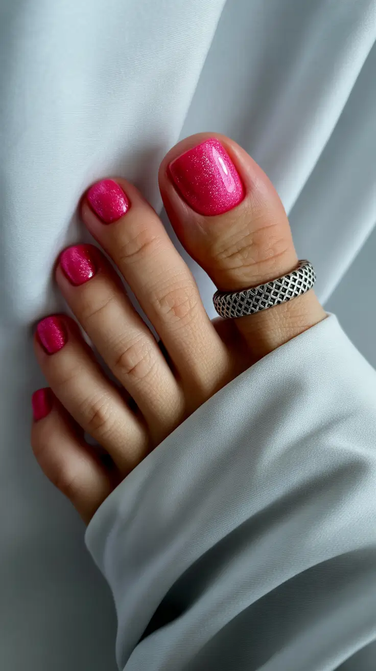 cute spring toe nail color 2026 Juicy Pink Glow for Sun-Ready Toes