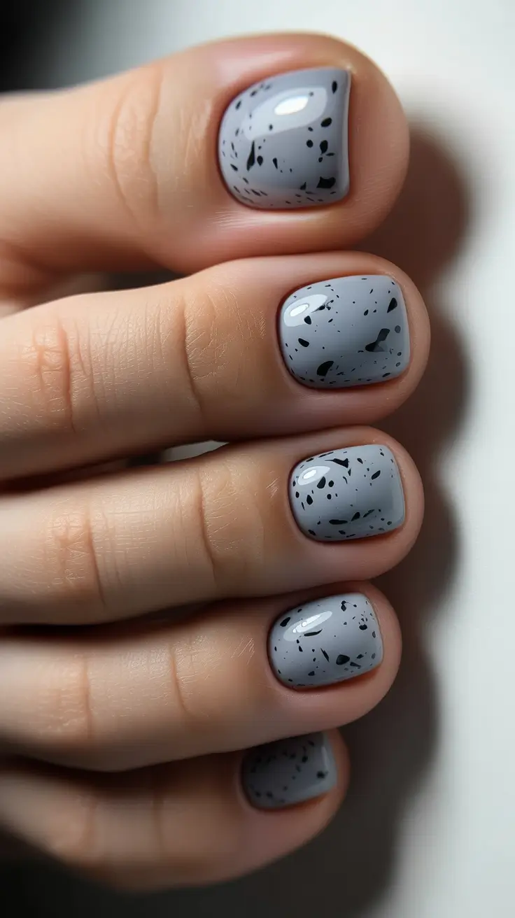 cute spring toe nail color 2026 Speckled Dove Gray Minimalism