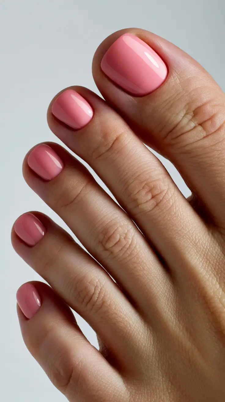 cute spring toe nail color 2026 Glossy Petal Pink Simplicity