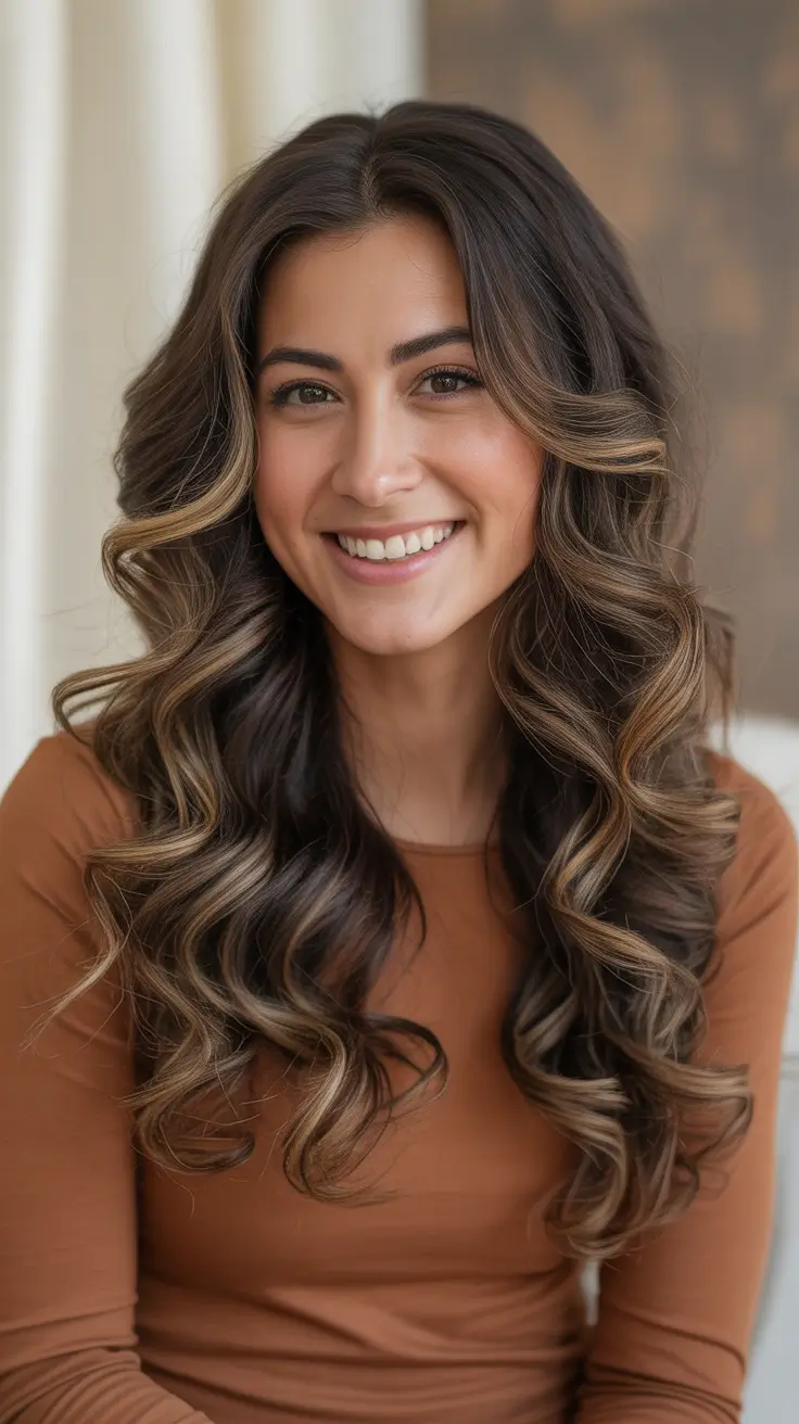 easy spring hair color ideas 2026 to look younger Chocolate Brown Waves With Polished Warmth