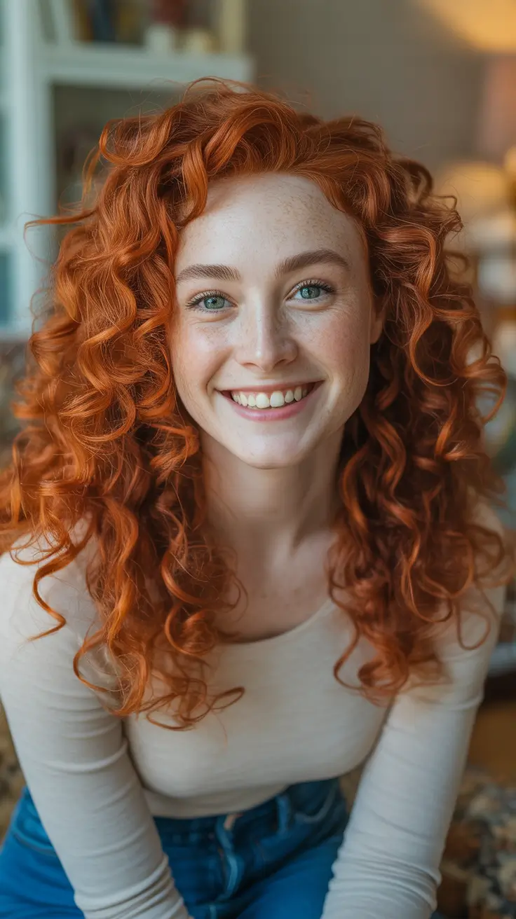 easy spring hair color ideas 2026 to look younger Playful Ginger Curls With Natural Texture