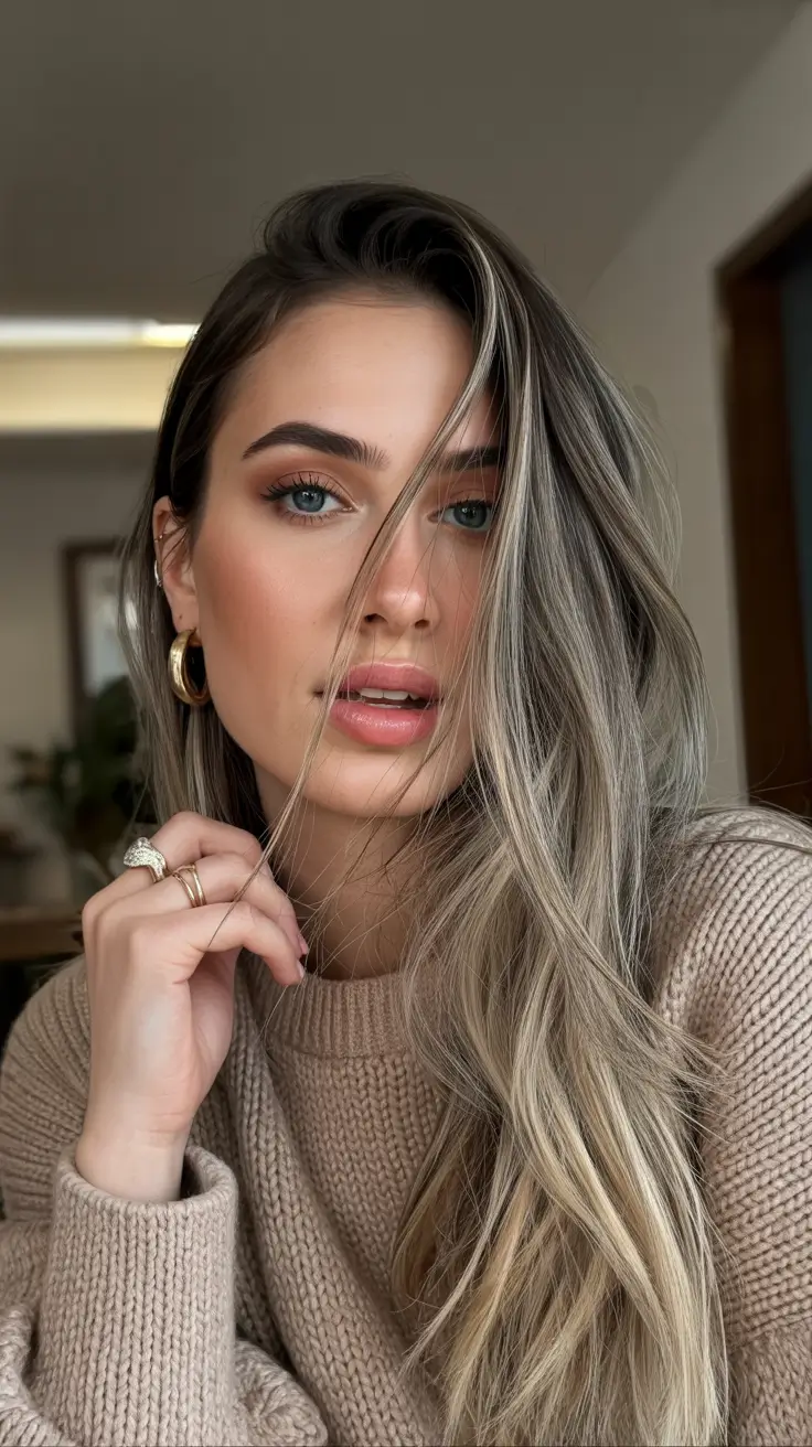 easy spring long haircuts styles 2026 Cool-Toned Smoky Blonde With Airy Face-Framing Layers