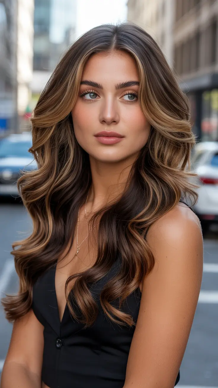 easy spring long haircuts styles 2026 Dimensional Brunette With Sculpted S-Waves