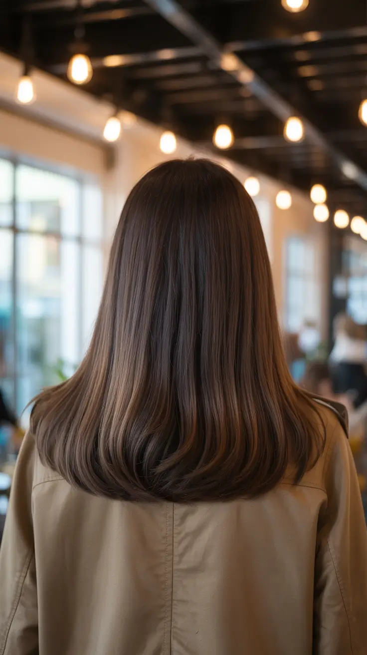 easy spring long haircuts styles 2026 Glossy One-Length Cut With Invisible Layers