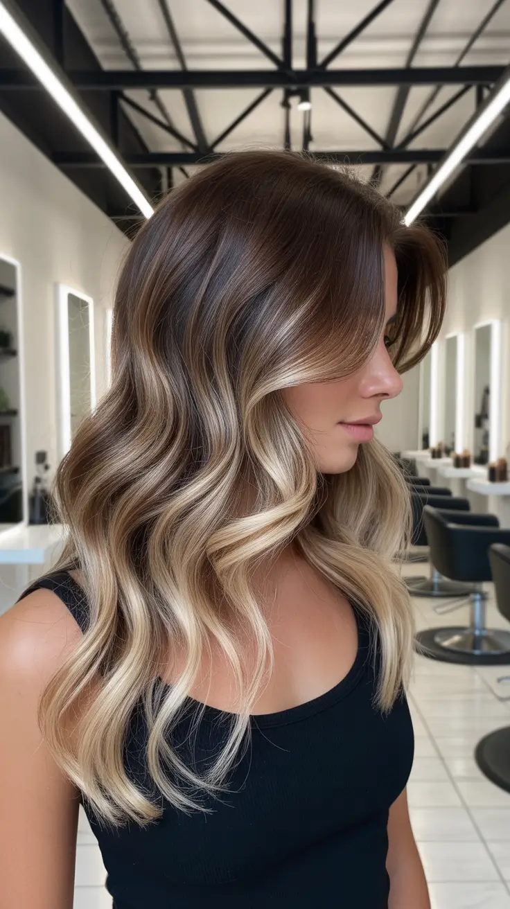 elegant spring balayage hair color 2026 Soft Contrast Balayage with Airy Movement