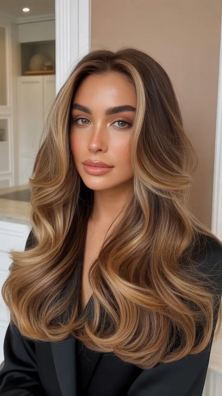 elegant spring balayage hair color 2026 Classic Beige Blonde Balayage with Modern Elegance