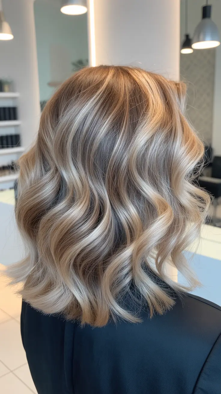 elegant spring balayage hair color 2026 Cool Beige Waves with a Lived-In Finish