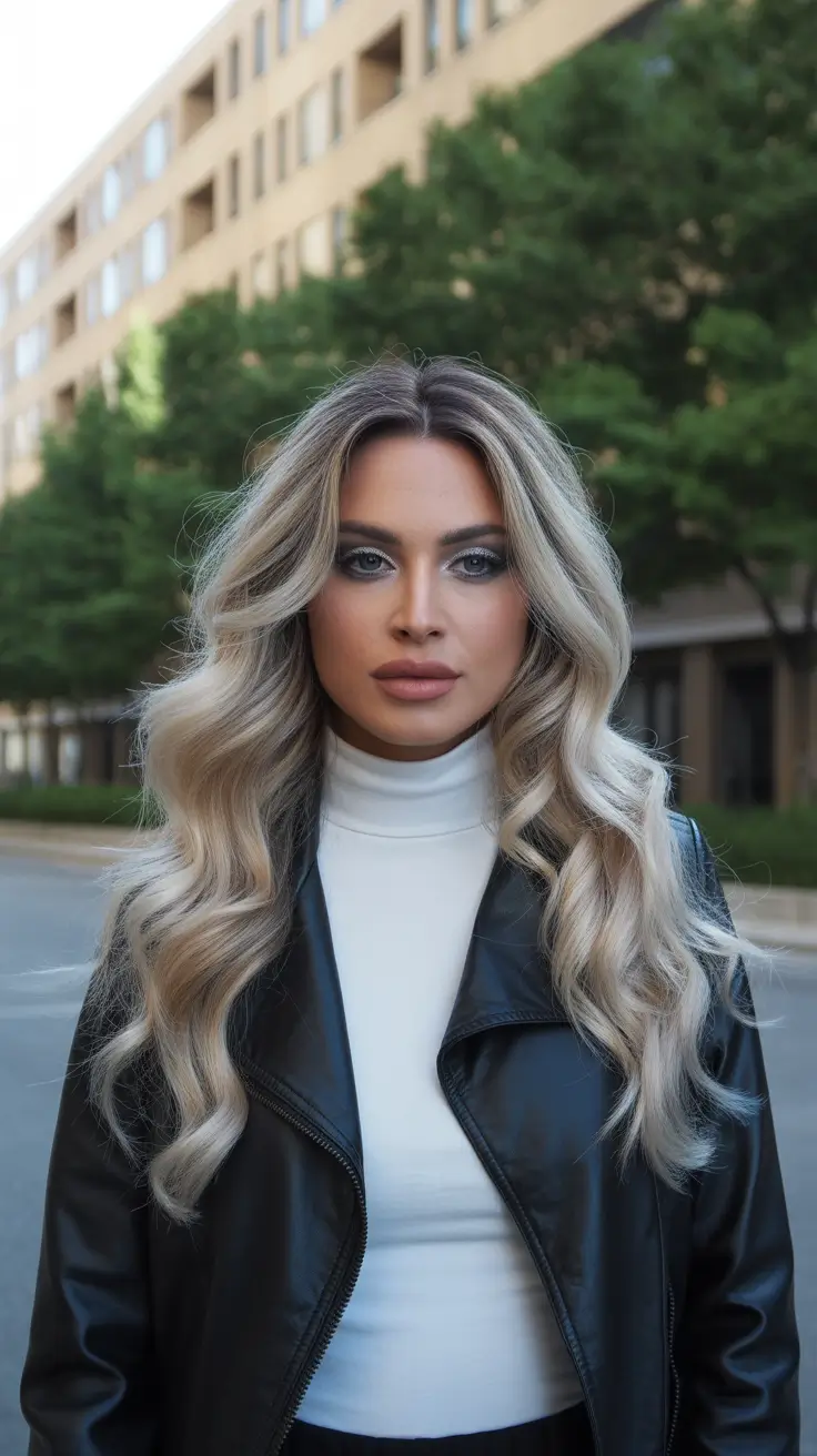 elegant spring balayage hair color 2026 Urban Blonde Balayage with Clean Lines