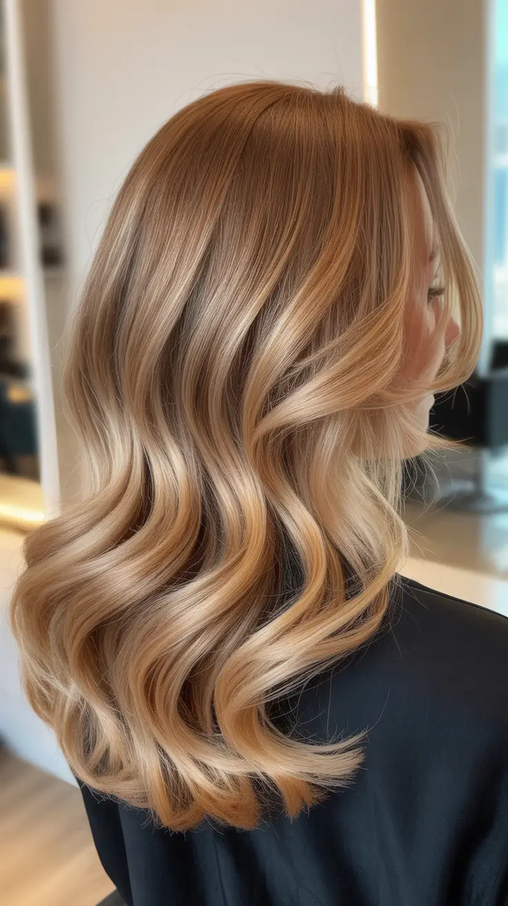 elegant spring blonde hair color designs 2026 Golden Wheat Blonde With Polished Waves