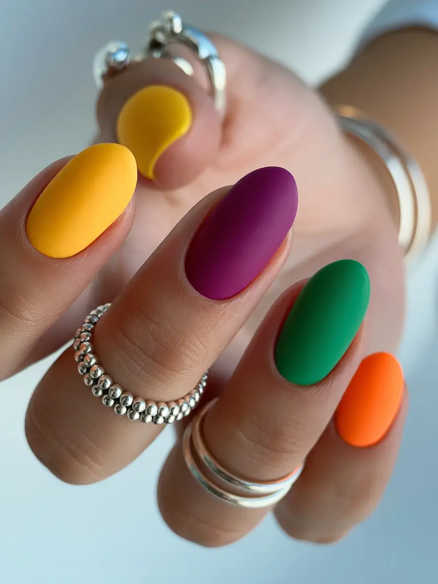 March Nails Design Ideas Spring 2026 Playful Color Blocking