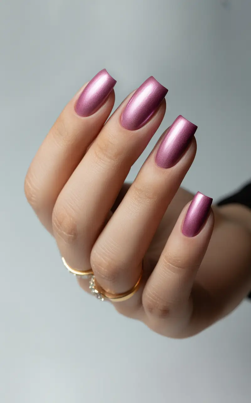 March Nails Design Ideas Spring 2026 Metallic Rose Nails