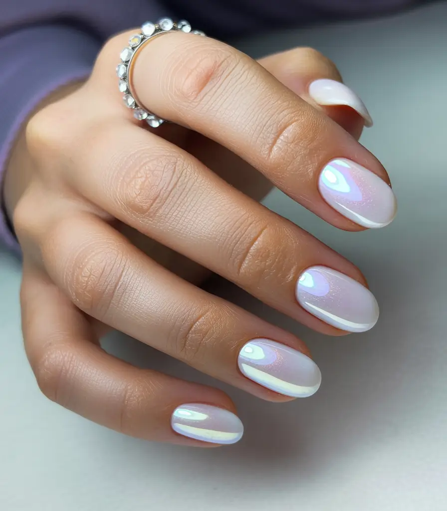 March Nails Design Ideas Spring 2026 Iridescent Milky Nails