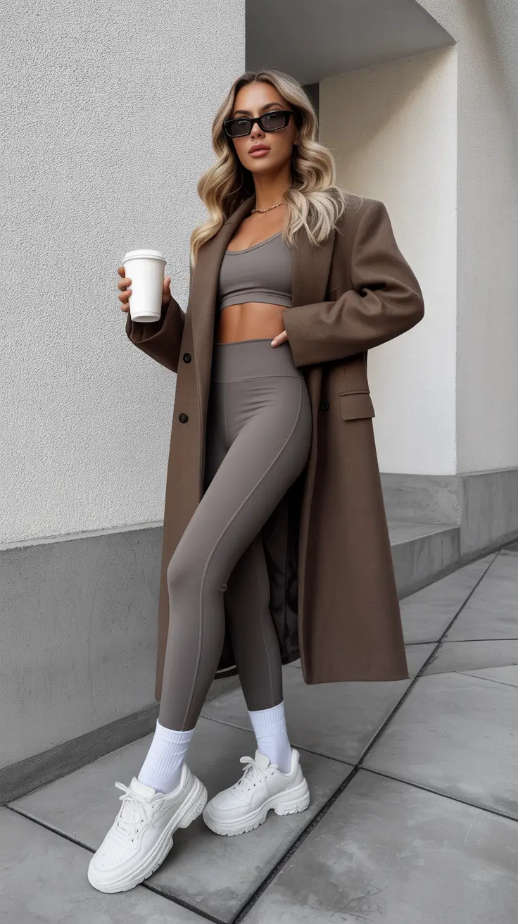 minimalist leggings outfit spring 2026 Earthy Neutrals with Sculpted Simplicity