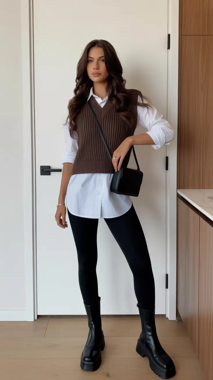 minimalist leggings outfit spring 2026 Preppy Minimalism with a Modern Twist