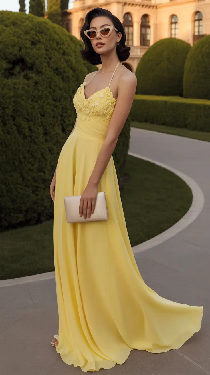 minimalist spring wedding guest outfit 2026 Soft Yellow for Daylight Ceremonies