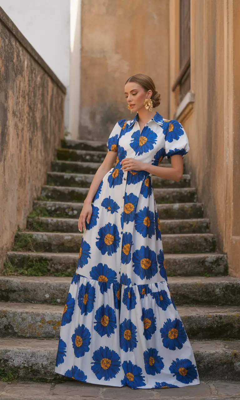 minimalist spring wedding guest outfit 2026 Bold Florals Disciplined Silhouette