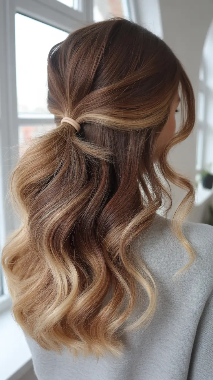 natural spring hairstyles 2026 Low Ponytail with Dimensional Color Flow