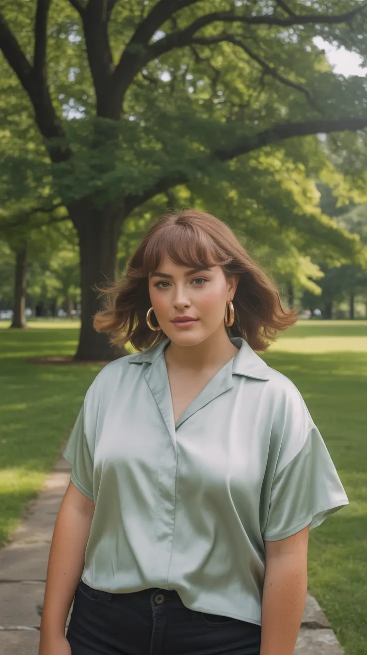Playful Spring Haircuts for Plus Size Women 2026 Bob with Curtain Bangs
