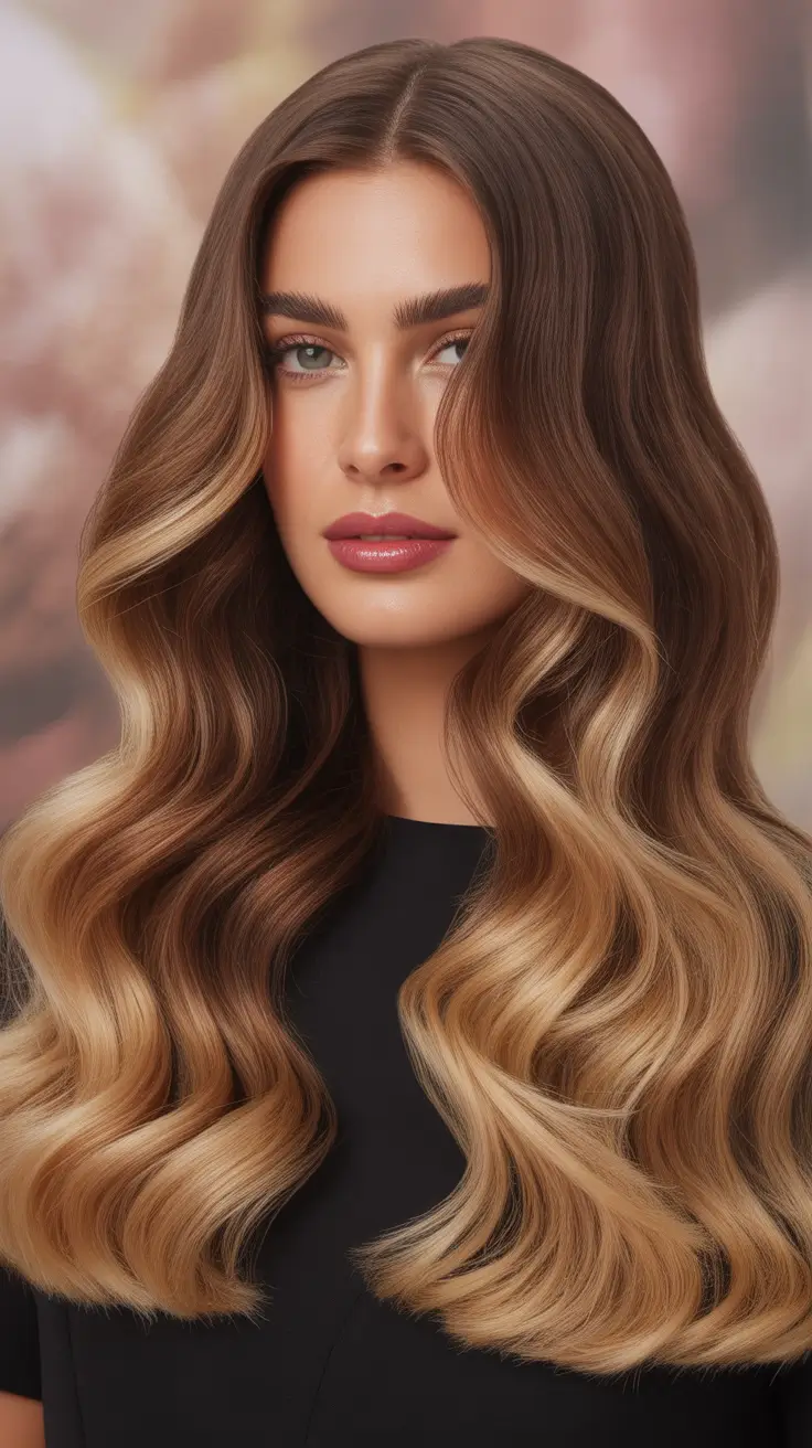 spring hair color trends 2026 Honey-Brunette Lengths With Sunlit Dimension