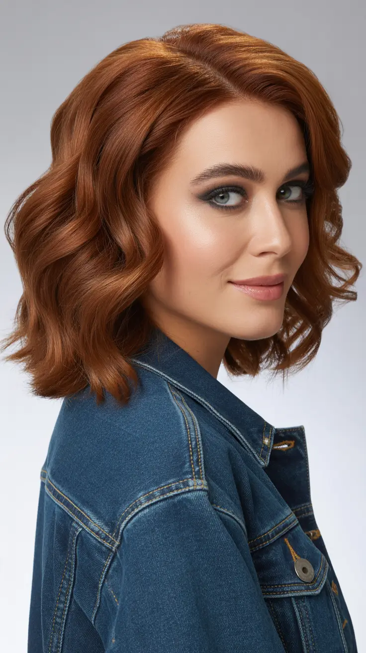 spring hair color trends 2026 Copper Auburn Bob With Polished Texture