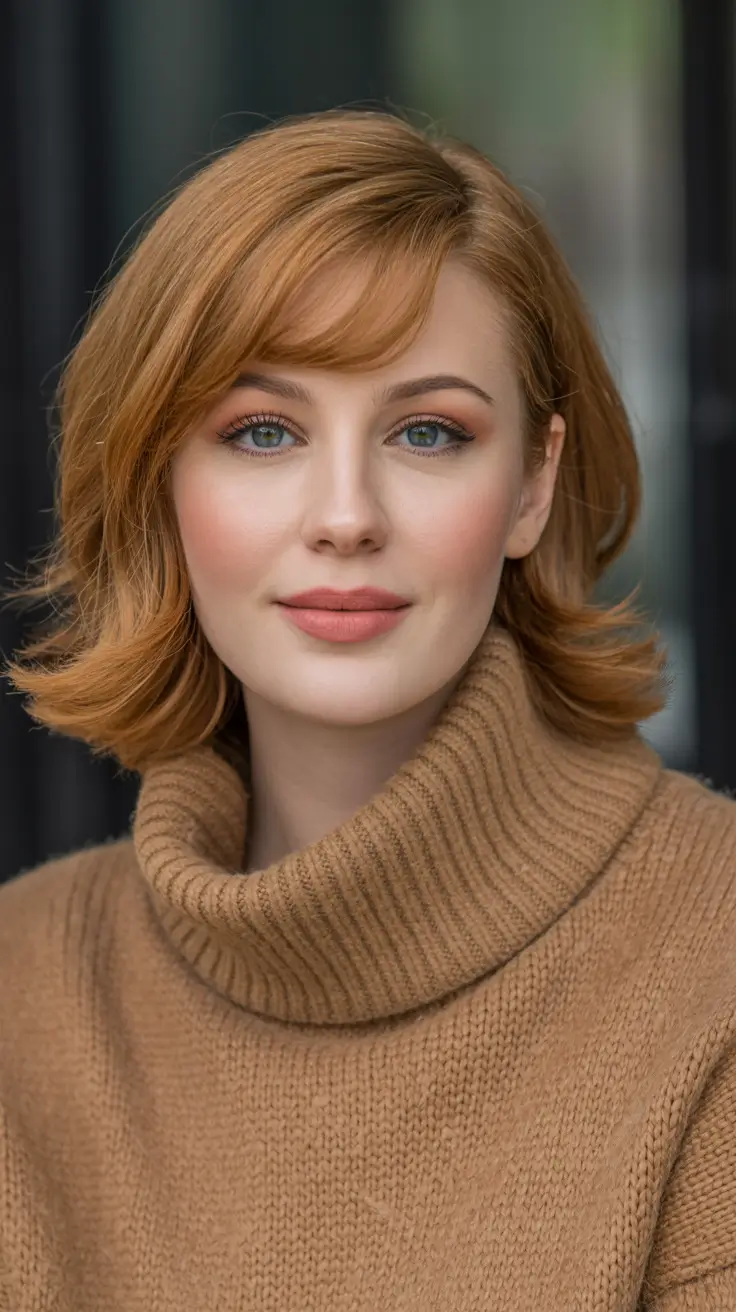 spring mid length haircuts 2026 Soft Copper Mid-Length with Flipped Layers