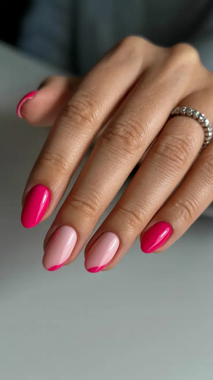 stylish classy spring nails 2026 Hot pink micro contrast for modern minimalists