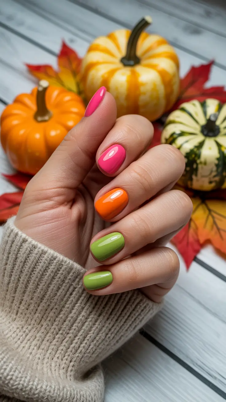 stylish colorful spring nails 2026 Fresh Orchard Palette With Playful Color Rotation