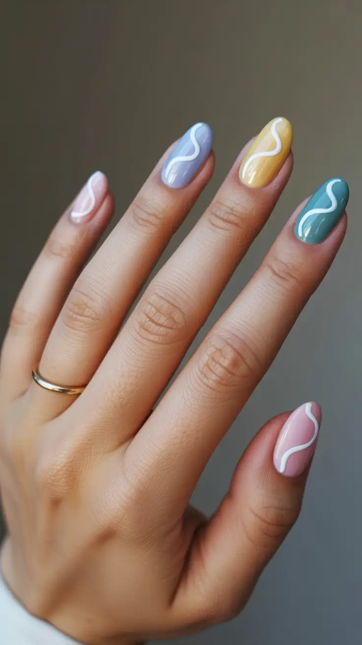 stylish colorful spring nails 2026 Pastel Waves That Capture Soft Spring Energy