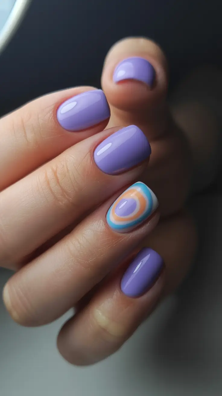 stylish cool spring nails for 2026 Lavender Minimalism with Retro Accent Energy