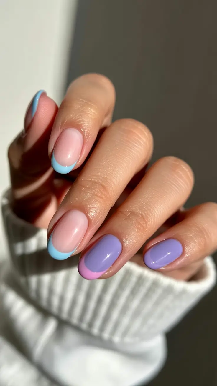 stylish cute spring nails 2026 Pastel Pop French Tips with Playful Contrast