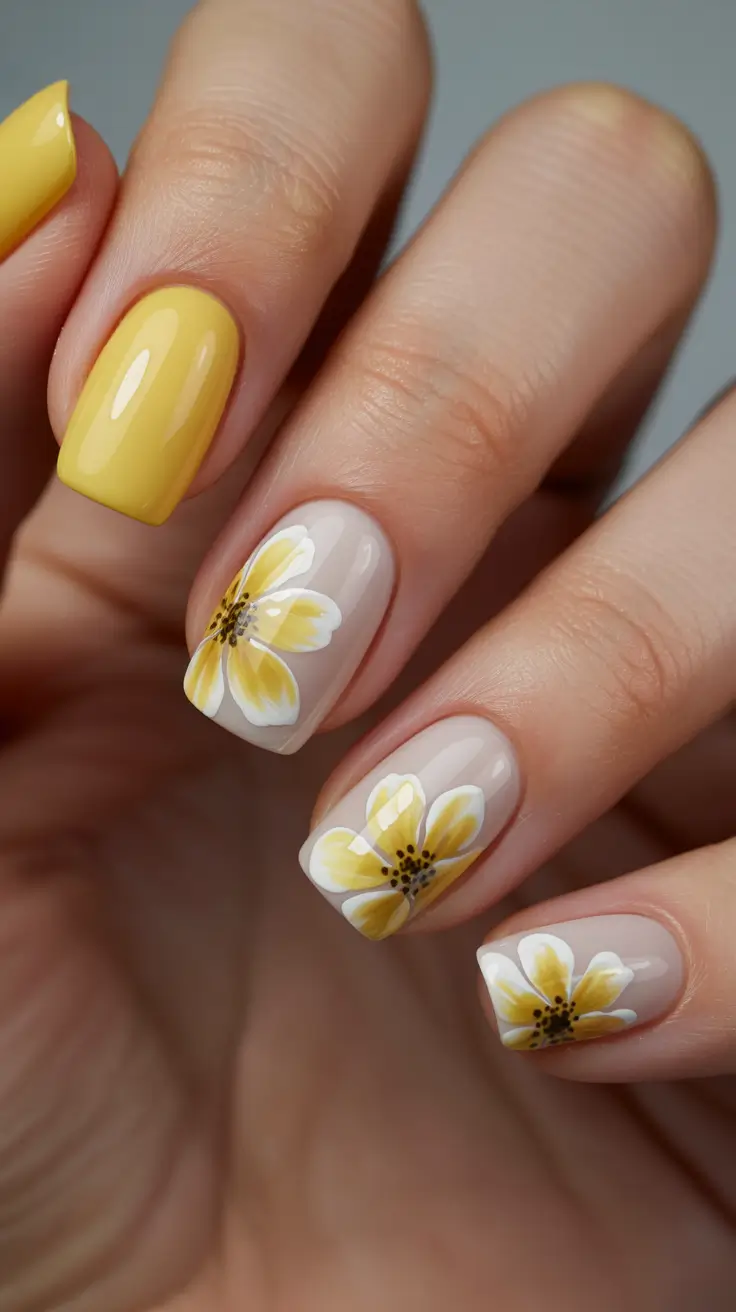 stylish early spring nails 2026 Buttercup bloom softness