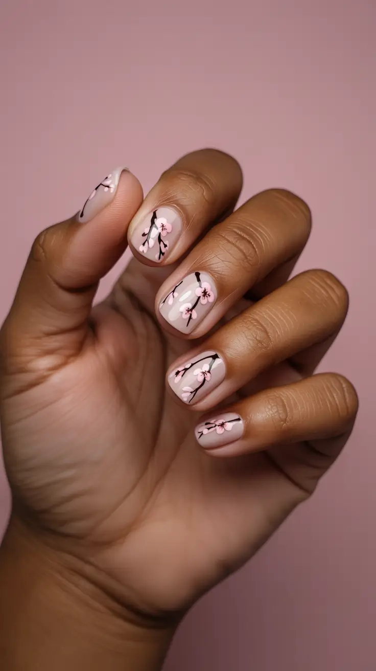 stylish spring nail art for 2026 Cherry Blossom Whisper Nails